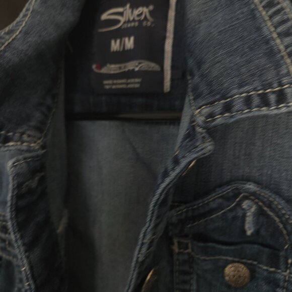 Silver Jean Co Small Vest Denim Distressed - Picture 4 of 6